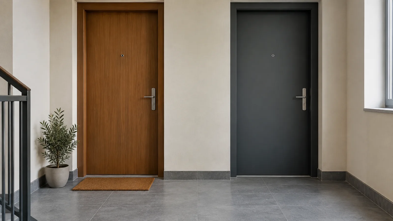 Kayınvalide Sorunu ve Geniş Aile Çatışmaları: Evliliği Korumanın Yolları 2 Apartman sahanlığında yan yana duran iki daire kapısı ve kapı önündeki paspas